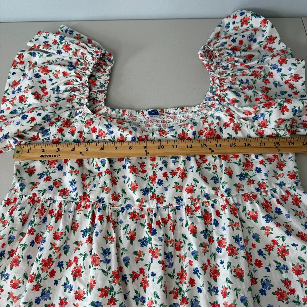 Old Navy Babydoll Top Womens Size XL White Floral Sweetheart Cottagecore Boho - Picture 6 of 12
